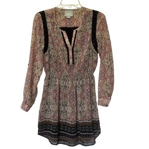 Maeve Anthropologie Bohemian Paisley Print Long Sleeve Dress